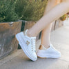 White Women Sneakers Platform Fashion Rhinestone Sneakers Lace Up Casual Shoes Breathable Comfortable Women's Casual Flats Elegant High Quality Sport Women Sneakers by Stevvex