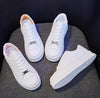 White Women Spring Running Thick Shoes Woman Comfortable Sneakers Leather Spring Flats Trainers Outdoor Vulcanize Slip On Trainers Fashion Platform Sneakers by Stevvex