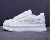 White Women Spring Running Thick Shoes Woman Comfortable Sneakers Leather Spring Flats Trainers Outdoor Vulcanize Slip On Trainers Fashion Platform Sneakers by Stevvex