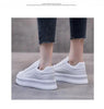 White Women Spring Running Thick Shoes Woman Comfortable Sneakers Leather Spring Flats Trainers Outdoor Vulcanize Slip On Trainers Fashion Platform Sneakers by Stevvex