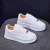 White Women Spring Running Thick Shoes Woman Comfortable Sneakers Leather Spring Flats Trainers Outdoor Vulcanize Slip On Trainers Fashion Platform Sneakers by Stevvex