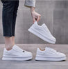 White Women Spring Running Thick Shoes Woman Comfortable Sneakers Leather Spring Flats Trainers Outdoor Vulcanize Slip On Trainers Fashion Platform Sneakers by Stevvex