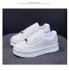 White Women Spring Running Thick Shoes Woman Comfortable Sneakers Leather Spring Flats Trainers Outdoor Vulcanize Slip On Trainers Fashion Platform Sneakers by Stevvex