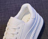 White Women Spring Running Thick Shoes Woman Comfortable Sneakers Leather Spring Flats Trainers Outdoor Vulcanize Slip On Trainers Fashion Platform Sneakers by Stevvex