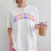 Retro Motherhood Graphic Tee | Colorful Collegiate Mom Shirt by Hey Jude Graphic Tees