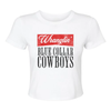 Wranglin’ Blue Collar Cowboys Crop Tee – Western Cowgirl Graphic Shirt by Hey Jude Graphic Tees