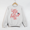 Loves Jesus and America Too Patriotic Sweatshirt by Hey Jude Graphic Tees