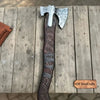 Handmade Viking Double-Bit Carbon Steel Axe with Norse Rune Etching and Engraved Hardwood Handle by JW SteelCrafts