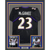 Framed Autographed/Signed Willis McGahee 35x39 Baltimore Black Football Jersey Beckett BAS COA by Hall of Fame Sports Memorabilia