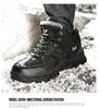 Winter Leather Mens Boots Fur Super Warm Snow Boots Men Winter Work Casual Shoes High Top Rubber Boots Winter Warm Outdoor Walking Lace Up Anti-Slip Breathable Ankle Booties by Stevvex