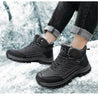 Winter Mens Boots Plush Warm Snow Boots Waterproof Outdoor Short Boots Leather Ankle Hiking Boots Mens Waterproof Outdoor Snow Boots Winter Cold Weather Shoes by Stevvex