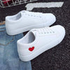 Woman Fashion New PU Leather Shoes Breathable Cute Heart Flats Casual White Sneakers Platform Tenis Comfortable Shoes Leather Womens Sneakers by Stevvex