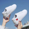 Woman Fashion New PU Leather Shoes Breathable Cute Heart Flats Casual White Sneakers Platform Tenis Comfortable Shoes Leather Womens Sneakers by Stevvex