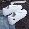 Woman Fashion New PU Leather Shoes Breathable Cute Heart Flats Casual White Sneakers Platform Tenis Comfortable Shoes Leather Womens Sneakers by Stevvex