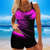 Women Beach Blue Print Backless 2 Piece Swimsuit Fashion Spaghetti Strap Female Bathing Suit Women's V Neck Tankini Set Back Tankini Top With Bikini Bottom Two Piece Bathing Suits Plus Size Swimwear by Stevvex