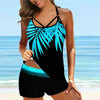 Women Beach Blue Print Backless 2 Piece Swimsuit Fashion Spaghetti Strap Female Bathing Suit Women's V Neck Tankini Set Back Tankini Top With Bikini Bottom Two Piece Bathing Suits Plus Size Swimwear by Stevvex