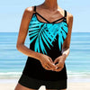Women Beach Blue Print Backless 2 Piece Swimsuit Fashion Spaghetti Strap Female Bathing Suit Women's V Neck Tankini Set Back Tankini Top With Bikini Bottom Two Piece Bathing Suits Plus Size Swimwear by Stevvex