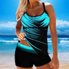 Women Beach Blue Print Backless 2 Piece Swimsuit Fashion Spaghetti Strap Female Bathing Suit Women's V Neck Tankini Set Back Tankini Top With Bikini Bottom Two Piece Bathing Suits Plus Size Swimwear by Stevvex