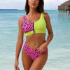 Women Bikini Set Leopard Swimwear Women High Waist String Floral Printed 2 Piece Bathing Suits Women Patchwork Swimsuits Push Up Printed Bikinis Buckle Front Beach Wear by Stevvex