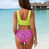 Women Bikini Set Leopard Swimwear Women High Waist String Floral Printed 2 Piece Bathing Suits Women Patchwork Swimsuits Push Up Printed Bikinis Buckle Front Beach Wear by Stevvex