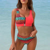 Women Bikini Set Leopard Swimwear Women High Waist String Floral Printed 2 Piece Bathing Suits Women Patchwork Swimsuits Push Up Printed Bikinis Buckle Front Beach Wear by Stevvex