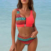 Women Bikini Set Leopard Swimwear Women High Waist String Floral Printed 2 Piece Bathing Suits Women Patchwork Swimsuits Push Up Printed Bikinis Buckle Front Beach Wear by Stevvex