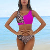 Women Bikini Set Leopard Swimwear Women High Waist String Floral Printed 2 Piece Bathing Suits Women Patchwork Swimsuits Push Up Printed Bikinis Buckle Front Beach Wear by Stevvex