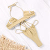 Women Bikini Set Solid Color Swimsuit Women Two Piece Swimsuit Swimwear Halter String Triangle Bikini Sets Women Hollow Out Bikinis String Swimwear Women Adjustable Bathing Suit by Stevvex