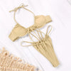 Women Bikini Set Solid Color Swimsuit Women Two Piece Swimsuit Swimwear Halter String Triangle Bikini Sets Women Hollow Out Bikinis String Swimwear Women Adjustable Bathing Suit by Stevvex