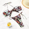 Women Bikini Set Solid Color Swimsuit Women Two Piece Swimsuit Swimwear Halter String Triangle Bikini Sets Women Hollow Out Bikinis String Swimwear Women Adjustable Bathing Suit by Stevvex