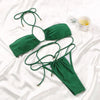 Women Bikini Set Solid Color Swimsuit Women Two Piece Swimsuit Swimwear Halter String Triangle Bikini Sets Women Hollow Out Bikinis String Swimwear Women Adjustable Bathing Suit by Stevvex