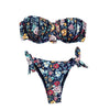 Women Bikini Swimsuit Bandage Floral Print Swimwear Split Bathing Suit Swimsuit Women Two 2 Piece Split Swimsuit Bandage Bikini Sets Halter Tops Bottoms Strapless Swimwear by Stevvex