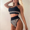 Women Bikinis High Waist Swimwear Women's Ribbed Bikini Swimsuits High Waist 2 Piece Bathing Suit Push Up Bathing Suits Leopard Patchwork Summer Soft Beachwear by Stevvex