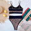 Women Bikinis High Waist Swimwear Women's Ribbed Bikini Swimsuits High Waist 2 Piece Bathing Suit Push Up Bathing Suits Leopard Patchwork Summer Soft Beachwear by Stevvex