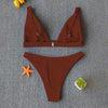 Women Charming Bikini Swimsuit Women Push Up Swimwear Two Piece Bikini Set Solid Color Bathing Suit Swim Suit Female Women Two Piece Bikini Swimsuit Halter Twist Front Bathing Suit Swimwear by Stevvex