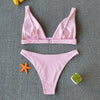Women Charming Bikini Swimsuit Women Push Up Swimwear Two Piece Bikini Set Solid Color Bathing Suit Swim Suit Female Women Two Piece Bikini Swimsuit Halter Twist Front Bathing Suit Swimwear by Stevvex