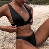 Women Charming Bikini Swimsuit Women Push Up Swimwear Two Piece Bikini Set Solid Color Bathing Suit Swim Suit Female Women Two Piece Bikini Swimsuit Halter Twist Front Bathing Suit Swimwear by Stevvex