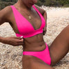 Women Charming Bikini Swimsuit Women Push Up Swimwear Two Piece Bikini Set Solid Color Bathing Suit Swim Suit Female Women Two Piece Bikini Swimsuit Halter Twist Front Bathing Suit Swimwear by Stevvex