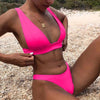 Women Charming Bikini Swimsuit Women Push Up Swimwear Two Piece Bikini Set Solid Color Bathing Suit Swim Suit Female Women Two Piece Bikini Swimsuit Halter Twist Front Bathing Suit Swimwear by Stevvex