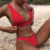 Women Charming Bikini Swimsuit Women Push Up Swimwear Two Piece Bikini Set Solid Color Bathing Suit Swim Suit Female Women Two Piece Bikini Swimsuit Halter Twist Front Bathing Suit Swimwear by Stevvex