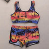 Women Crop Top Swimsuit High Waist Shorts Floral Bikini Beach Swimwear Beachwear New Women's Halter High Waist Bikini Two Piece Swimsuits Matching Soft Bathing Suits by Stevvex