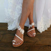 Women Flat Shoes Summer Bohemian Sandal Lace Straps Floral Style Sandal White Beach Shoes Clip Toe Casual Lace Floral Beach Flip Flop Comfy Shoes Summer Elegant Toe Ring Sandals by Stevvex