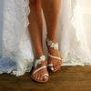 Women Flat Shoes Summer Bohemian Sandal Lace Straps Floral Style Sandal White Beach Shoes Clip Toe Casual Lace Floral Beach Flip Flop Comfy Shoes Summer Elegant Toe Ring Sandals by Stevvex