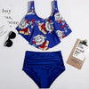Women High Waist Bikini Plus Size Swimwear Summer Swimsuit Beach Bathing Suit Ruffle Bikini Floral Printed Ruffle High Waist Bikini Set Women's Tummy Control Bathing Suit Swimsuit Flounce Peplum by Stevvex