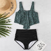 Women High Waist Bikini Plus Size Swimwear Summer Swimsuit Beach Bathing Suit Ruffle Bikini Floral Printed Ruffle High Waist Bikini Set Women's Tummy Control Bathing Suit Swimsuit Flounce Peplum by Stevvex