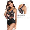 Women High Waist Bikini Plus Size Swimwear Summer Swimsuit Beach Bathing Suit Ruffle Bikini Floral Printed Ruffle High Waist Bikini Set Women's Tummy Control Bathing Suit Swimsuit Flounce Peplum by Stevvex