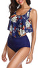 Women High Waist Bikini Plus Size Swimwear Summer Swimsuit Beach Bathing Suit Ruffle Bikini Floral Printed Ruffle High Waist Bikini Set Women's Tummy Control Bathing Suit Swimsuit Flounce Peplum by Stevvex