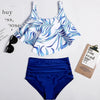 Women High Waist Bikini Plus Size Swimwear Summer Swimsuit Beach Bathing Suit Ruffle Bikini Floral Printed Ruffle High Waist Bikini Set Women's Tummy Control Bathing Suit Swimsuit Flounce Peplum by Stevvex