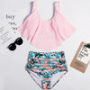 Women High Waist Bikini Plus Size Swimwear Summer Swimsuit Beach Bathing Suit Ruffle Bikini Floral Printed Ruffle High Waist Bikini Set Women's Tummy Control Bathing Suit Swimsuit Flounce Peplum by Stevvex