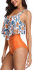 Women High Waist Bikini Plus Size Swimwear Summer Swimsuit Beach Bathing Suit Ruffle Bikini Floral Printed Ruffle High Waist Bikini Set Women's Tummy Control Bathing Suit Swimsuit Flounce Peplum by Stevvex